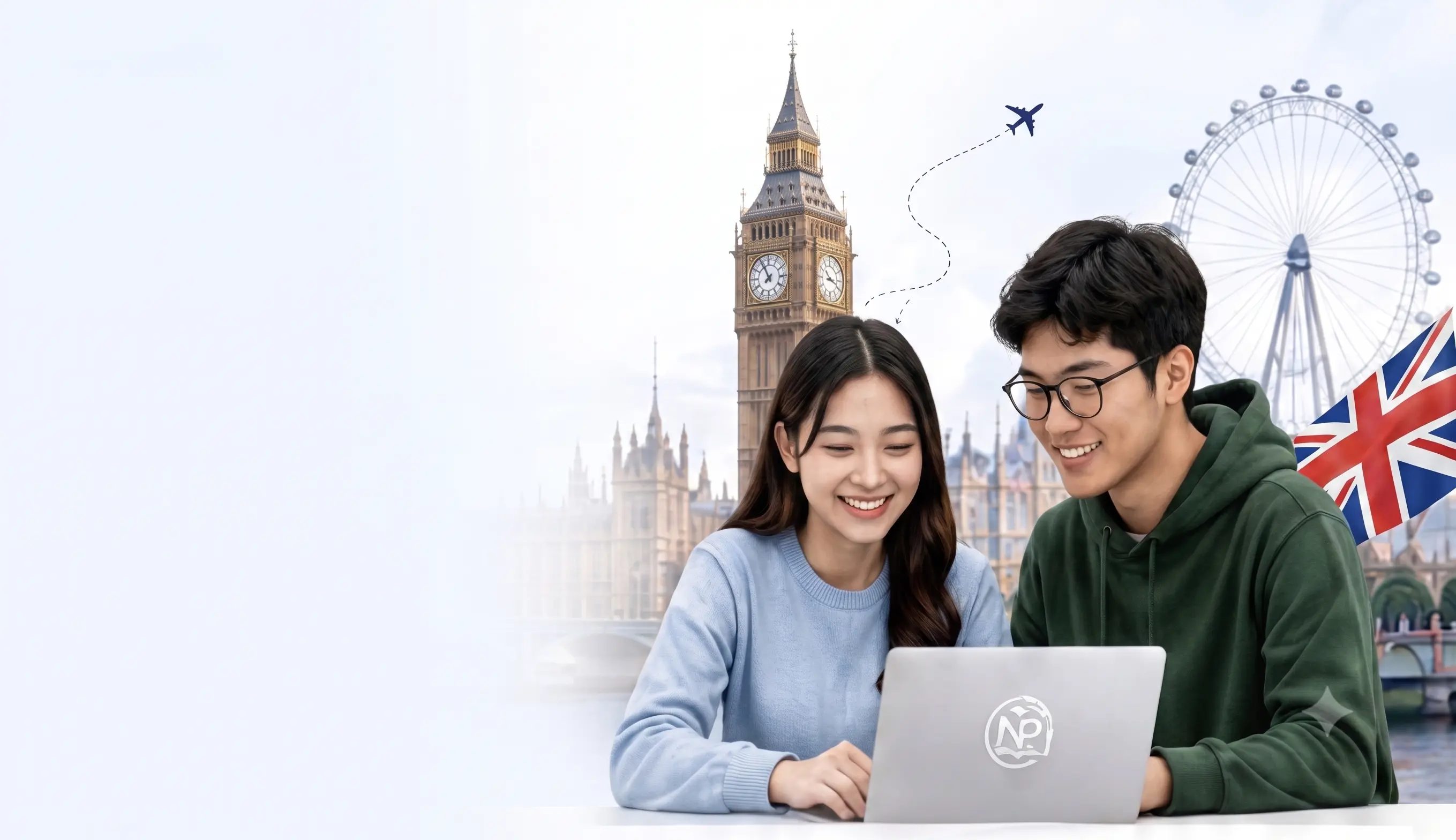 Two Nam Phuong Education learners studying online in London