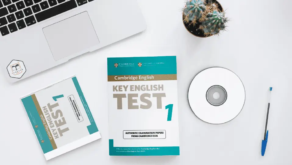 Cambridge English Key Test 1 materials on a study desk